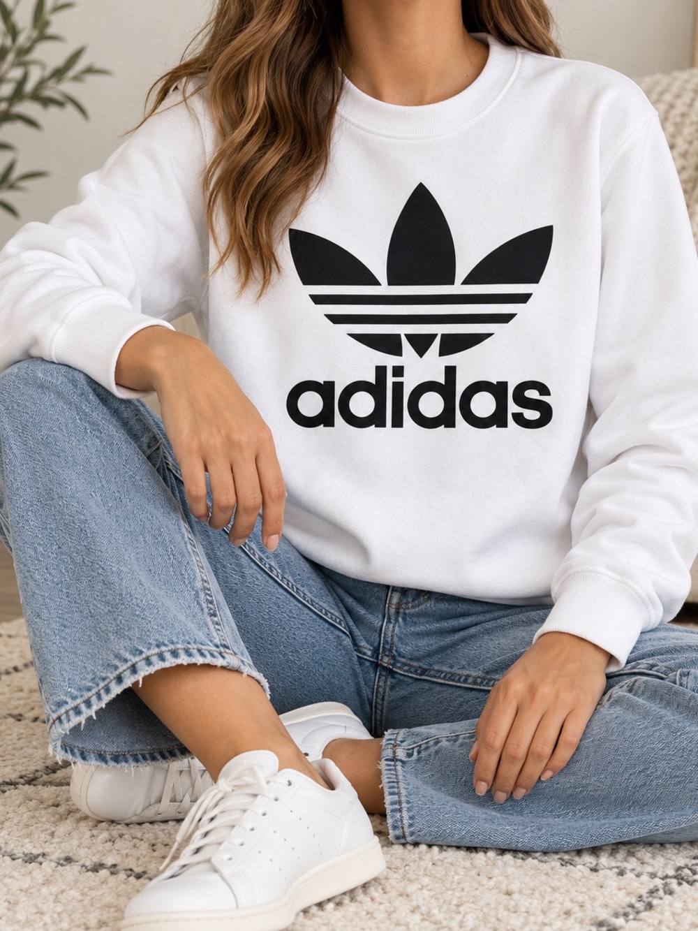 white Adidas French Terry sweatshirt